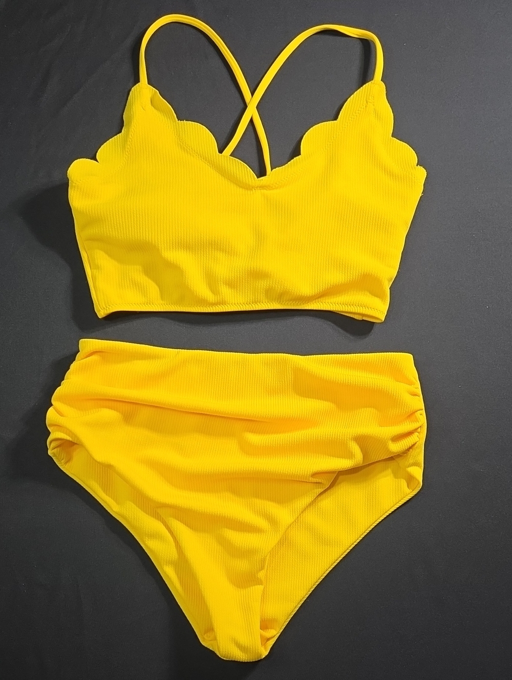Zaful Maternity Bright Yellow Scallop-Edge Two-Piece Bikini Set